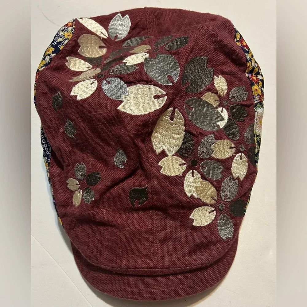 Burgundy floral multicolored adjustable
Hat